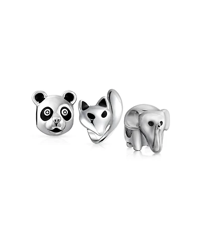 Bling Jewelry Set of 3 Koala Panda, Elephant, Foxy Lady Animal Fox Charm Bead Sterling Silver