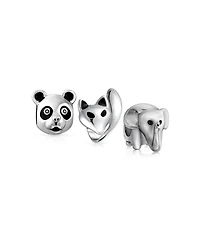 Bling Jewelry Set of 3 Koala Panda, Elephant, Foxy Lady Animal Fox Charm Bead Sterling Silver