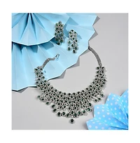 Sohi Women's Silver Plated Designer Stone Jewellery Set