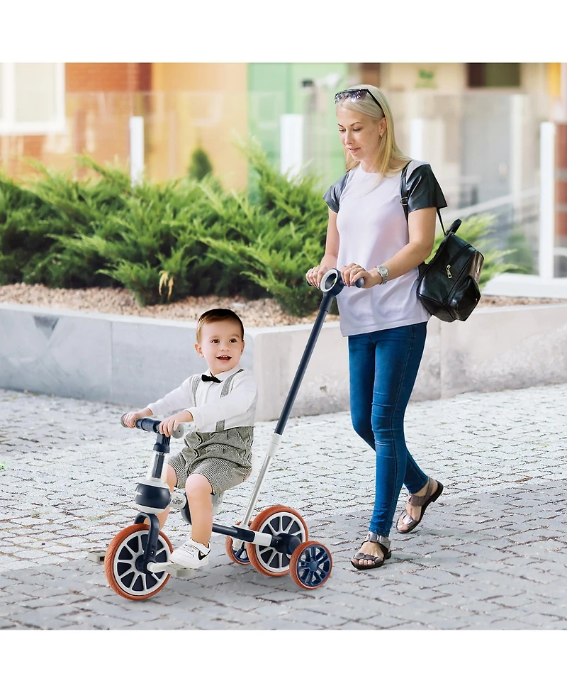 Costway Toddler 4 1 Tricycles with Push Handle & Training Wheels Balance Bike