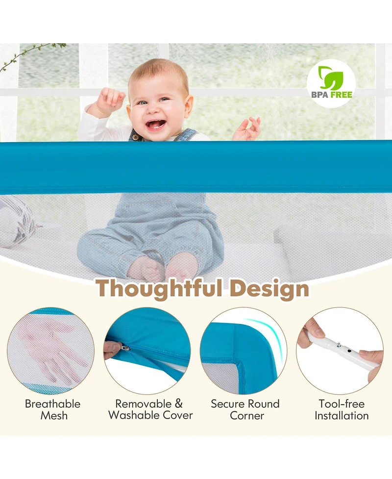 Costway Toddler 71''Foldable Bed Rail Guard Swing Down Safety