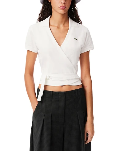 Lacoste Usa Women's Collared Short-Sleeve Wrap Top