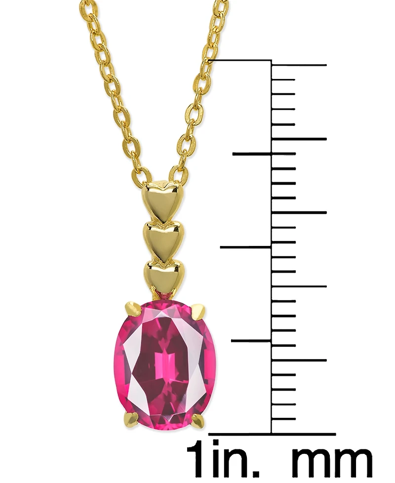 Lab Grown Pink Sapphire Oval 18" Pendant Necklace (2-1/10 ct. t.w.) in 14k Gold-Plated Sterling Silver