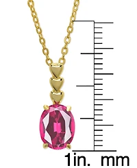 Lab Grown Pink Sapphire Oval 18" Pendant Necklace (2-1/10 ct. t.w.) in 14k Gold-Plated Sterling Silver