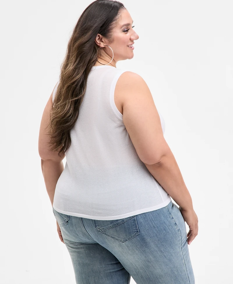 Nina Parker Trendy Plus Sheer Sweater-Knit Tank