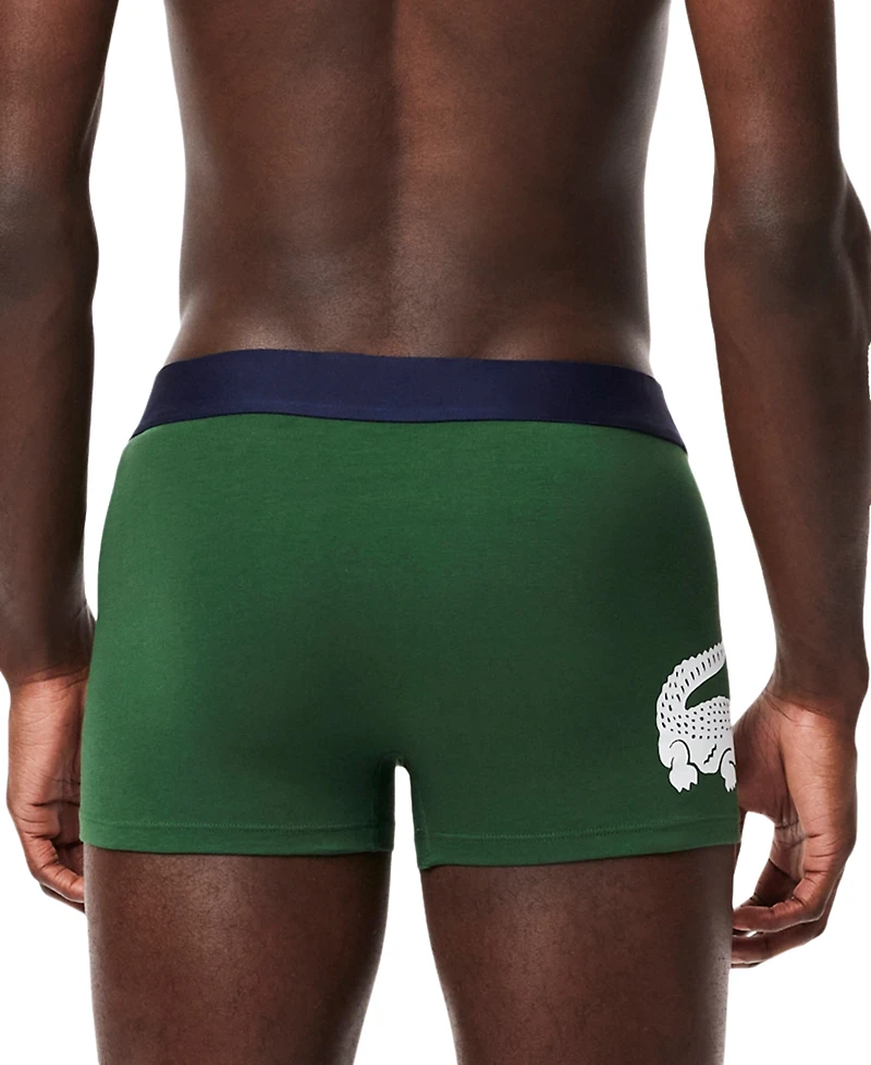 Lacoste Men's 3-Pack Regular-Fit Big Croc Logo Trunk Underwear