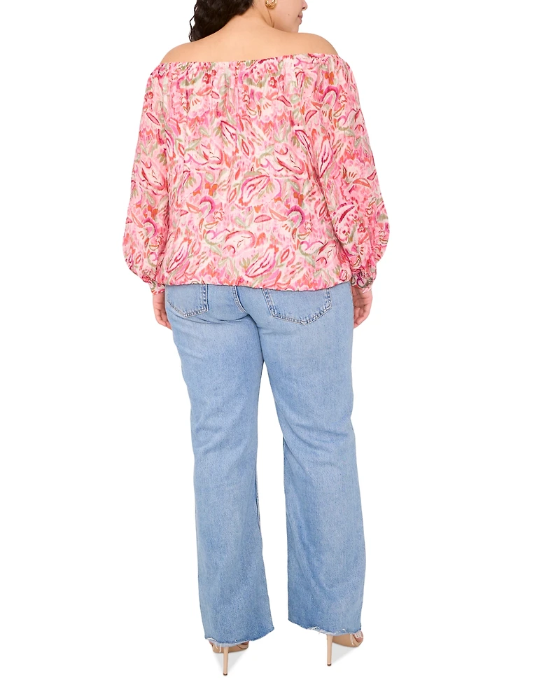 Vince Camuto Plus Printed Off-The-Shoulder Top