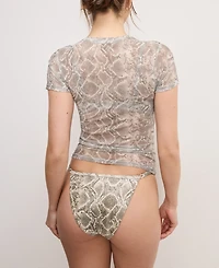 Good American Women's Snake-Print Mesh T-Shirt Cover-Up