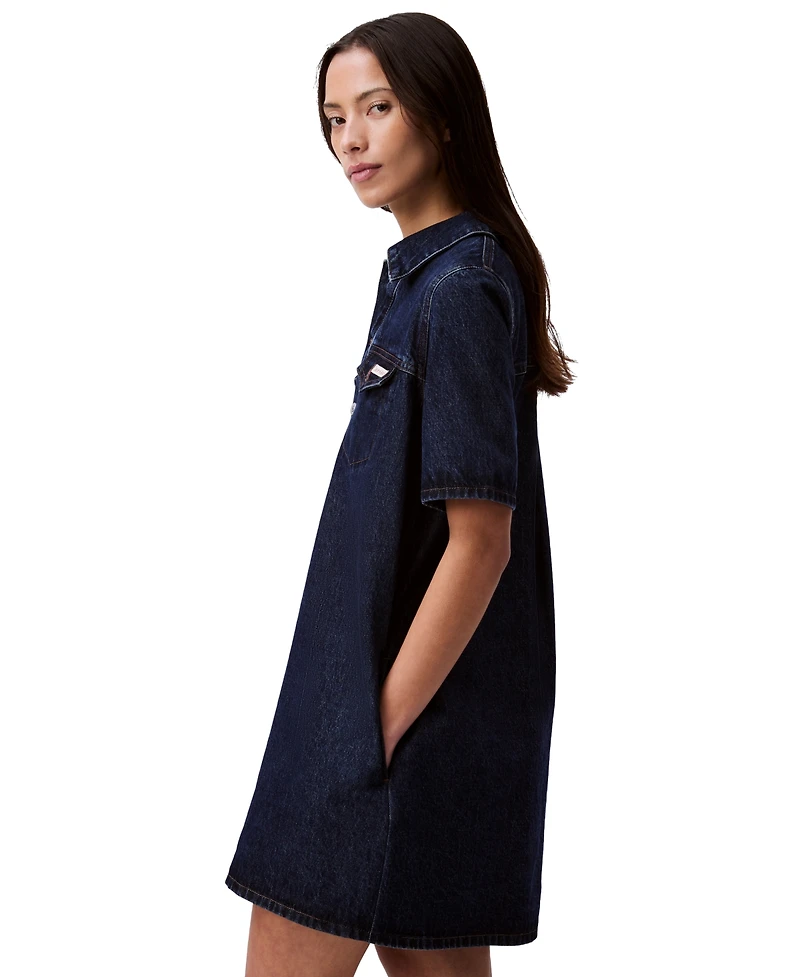 Calvin Klein Jeans Women's Relaxed Denim Mini Popover Dress