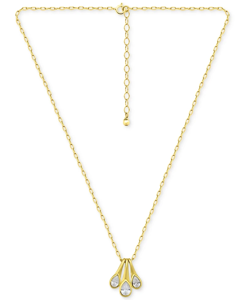 Giani Bernini Cubic Zirconia Pear Trio Pendant Necklace, 16" + 2" extender, Exclusively at Macy's