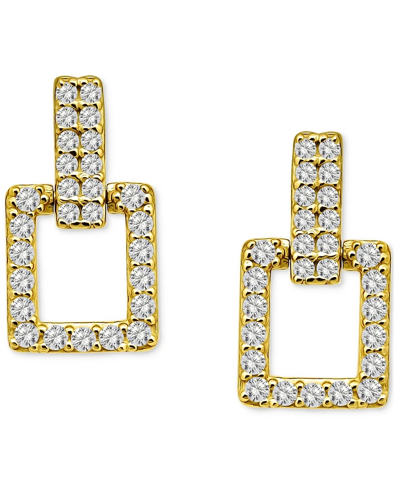 Giani Bernini Cubic Zirconia Square Doorknocker Drop Earrings, Exclusively at Macy's