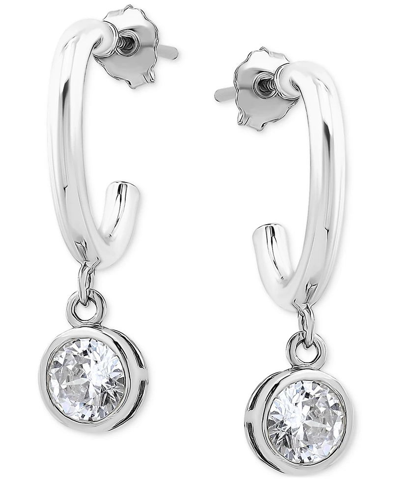 Giani Bernini Cubic Zirconia Bezel Dangle Hoop Earrings, Exclusively at Macy's