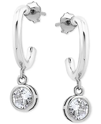 Giani Bernini Cubic Zirconia Bezel Dangle Hoop Earrings, Exclusively at Macy's