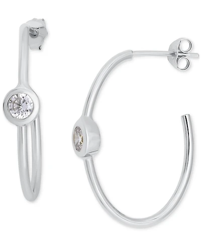Giani Bernini Cubic Zirconia Bezel Small Hoop Earrings, 0.75", Exclusively at Macy's