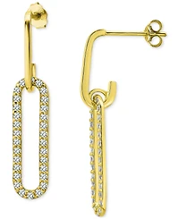 Giani Bernini Cubic Zirconia Oval Paperclip Link Drop Earrings, Exclusively at Macy's