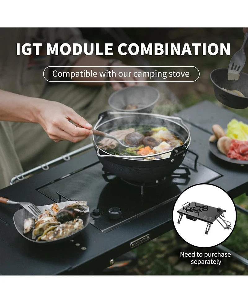 Naturehike Portable Igt Table with Charcoal Grill, Folding Camping Table and Bbq Grill with Desk Extension & Lantern Stand