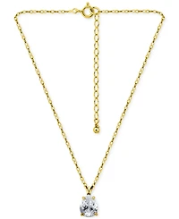 Giani Bernini Cubic Zirconia Pear Solitaire Pendant Necklace, 16" + 2" extender, Exclusively at Macy's