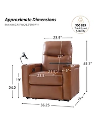 Modern Lothaire Genuine Leather Power Recliner with Adjustable Headrest