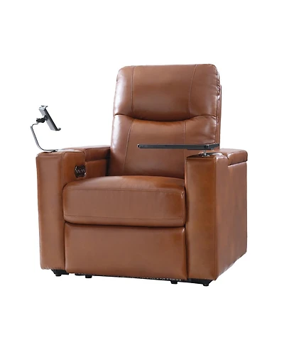 Modern Lothaire Genuine Leather Power Recliner with Adjustable Headrest