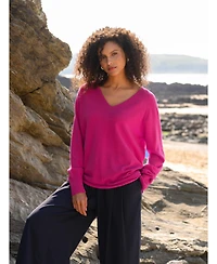 Celtic & Co. Women's Geelong Wool Slouch V-Neck Sweater