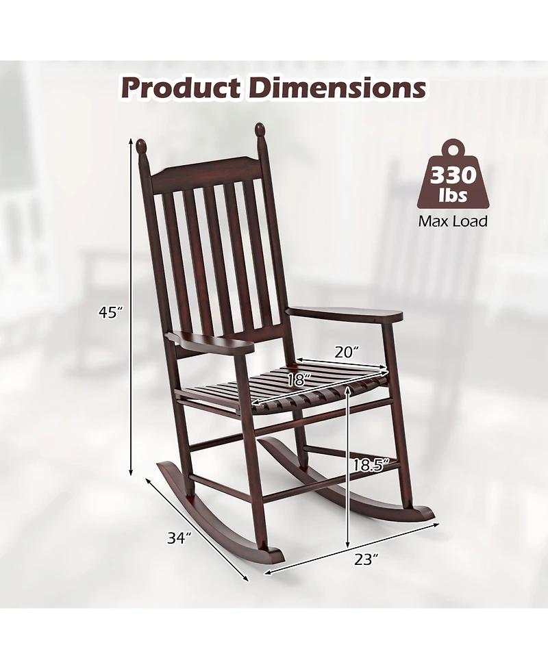 Weather-Resistant Acacia Rocking Chair – Outdoor High-Back Rocker with Ergonomic Design and Solid Base