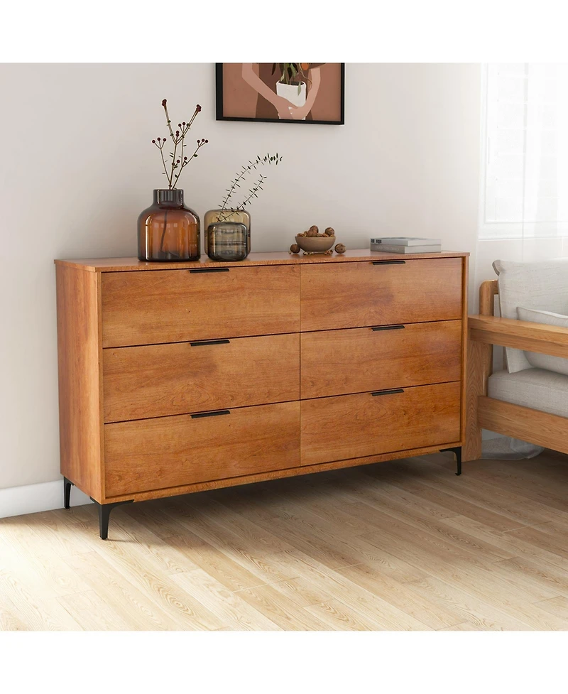 6-Drawer Dresser with Interlock System – Spacious Storage for Bedroom or Living Room