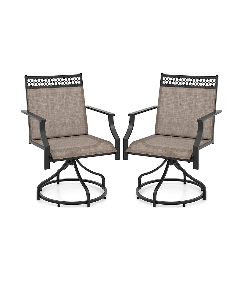 Patio Swivel Dining Chairs Set of 2 with Heavy-duty Metal Frame and Armrests