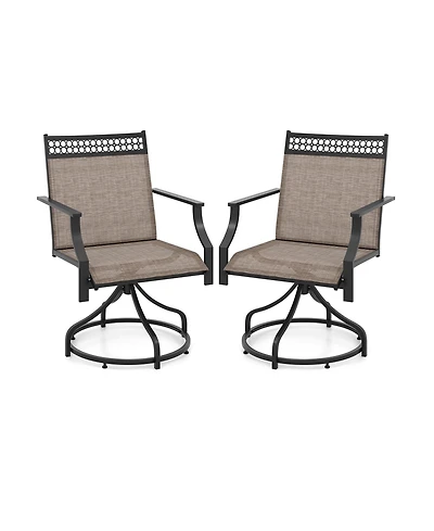 Patio Swivel Dining Chairs Set of 2 with Heavy-duty Metal Frame and Armrests