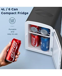 Cowsar Compact Refrigerator, Portable Mini Fridge, Skin Care 4L Capacity/6 Cans, for Bedroom, Car, Office & Dorm, Small Cooler for Cosmetics, Beverage