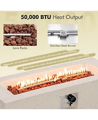 50 000 Btu Rectangle Terrazzo Fire Pit Table with Pvc Cover