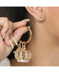 Juicy Couture Gold-Tone Crystal Crown Keychain & Earring Set