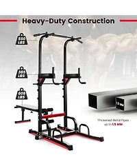 Power Tower Pull Up Bar Stand with Adjustable Heights and Bench