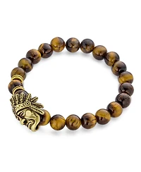 Bling Jewelry Set of 2 Chef Indian Face Natural Howlite Onyx and Tiger Eye Bead Stretch Bracelet