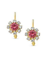 Bling Jewelry Set of 3 Multi Color Crystal Flower Gold Plated Drop Earrings Lever Back
