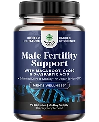 Male Fertility Support for Men with CoQ10, Maca Root, Methyl Folate & D-Aspartic Acid for Enhanced Drive & Count Motility, Nature's Craft | 90ct