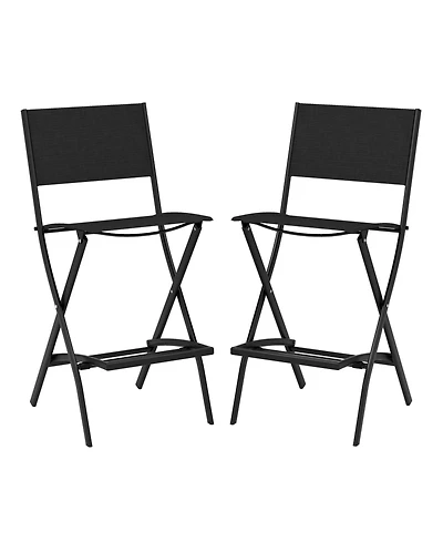 Folding Bar Stools Set of 2 Backrest Humanized Footrest