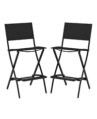 Folding Bar Stools Set of 2 Backrest Humanized Footrest