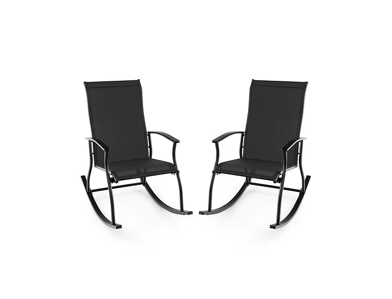 2 Pieces Outdoor Rocking Chairs with Breathable Backrest