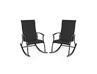 2 Pieces Outdoor Rocking Chairs with Breathable Backrest