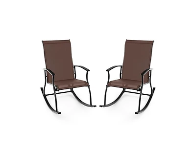 2 Pieces Outdoor Rocking Chairs with Breathable Backrest