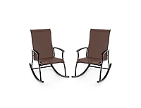 2 Pieces Outdoor Rocking Chairs with Breathable Backrest