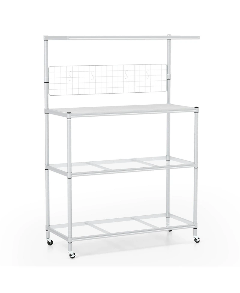 4-Tier Bakers Rack on Wheels with Adjustable Shelves