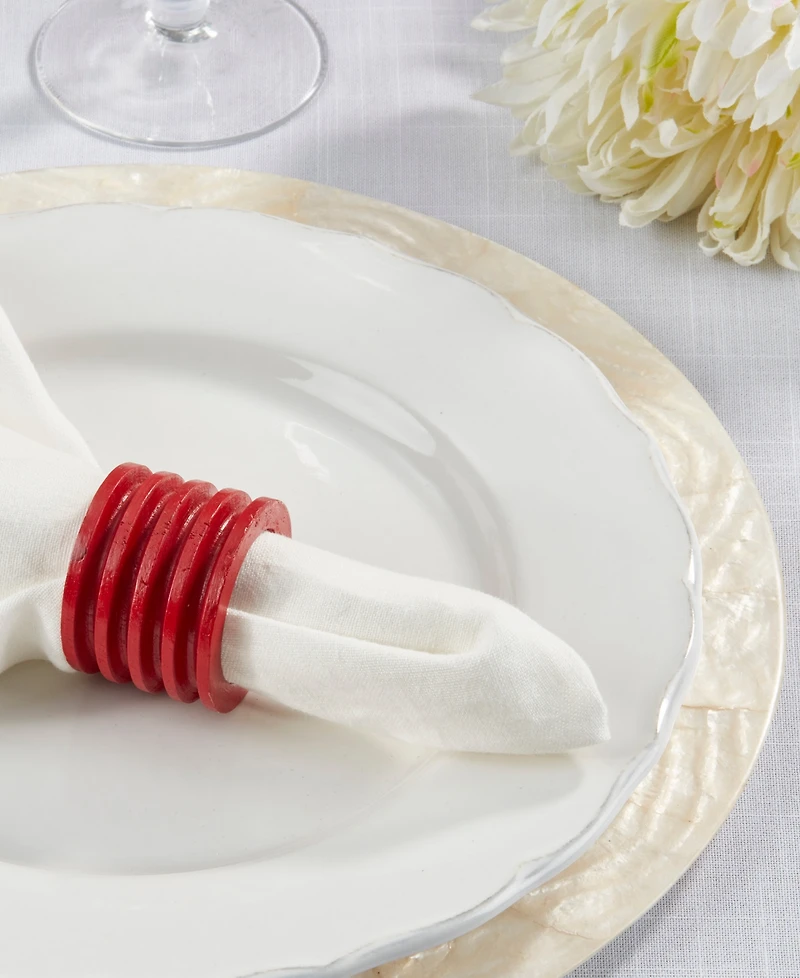 Saro Lifestyle Textured Natural Wood Napkin Rings, Set of 4