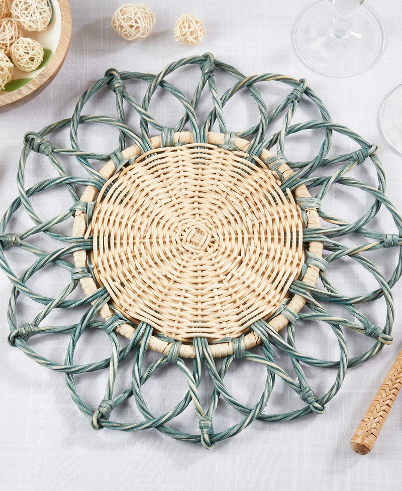 Saro Lifestyle Spiral Rattan Placemats, 15" Round