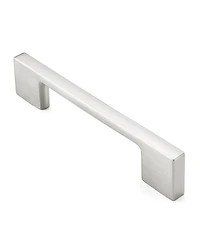 Cauldham 5 Pack Solid Kitchen Cabinet Pulls Handles (3-5/8" Hole Centers) - Modern Thin Profile Drawer/Door Hardware - Style M255 - Satin Nickel