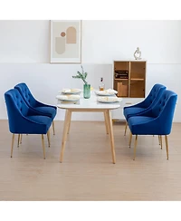 Dyhome Modern Velvet Upholstered Dining Chairs Set of 2, Mid Century Side with 5.12” Cushions and Back Pull Rod for Kitchen, Living Room