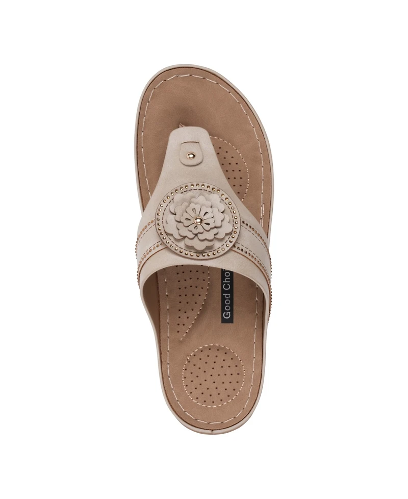 Gc Shoes Women's Vickie Flower Thong Flat Sandals