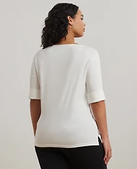 Lauren Ralph Plus Cotton-Blend Boatneck Top