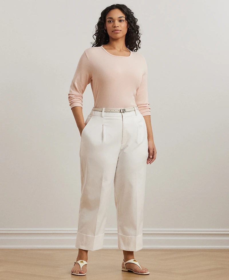 Lauren Ralph Plus Stretch Long-Sleeve Tee