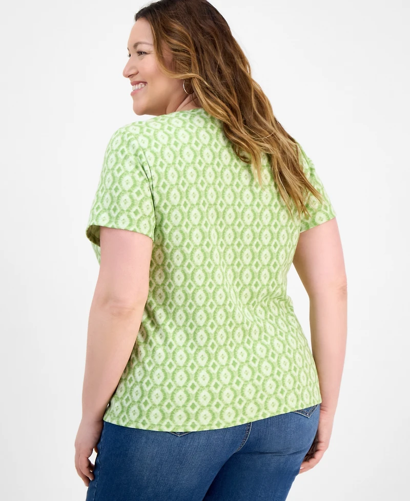 Style & Co Plus Printed Henley T-Shirt, Exclusively at Macy's